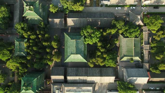 河南嵩山少林寺高空俯瞰航拍4k