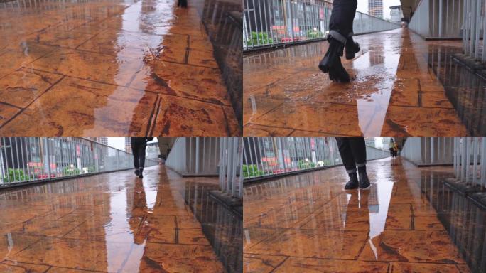 合集-雨天地面积水脚步低角度