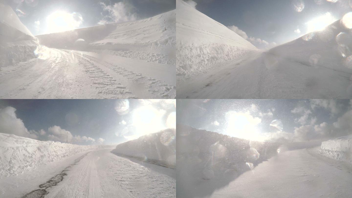 冬天的雪路白天