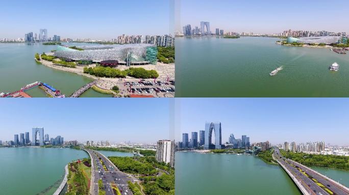 苏州城市地标金鸡湖航拍4k视频素材
