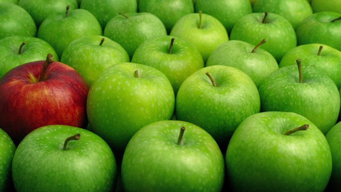 红苹果绿苹果水果慢动作入水农业食材主图视