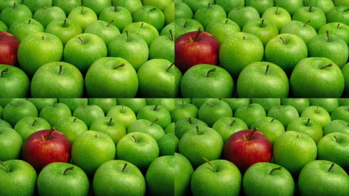 红苹果绿苹果水果慢动作入水农业食材主图视