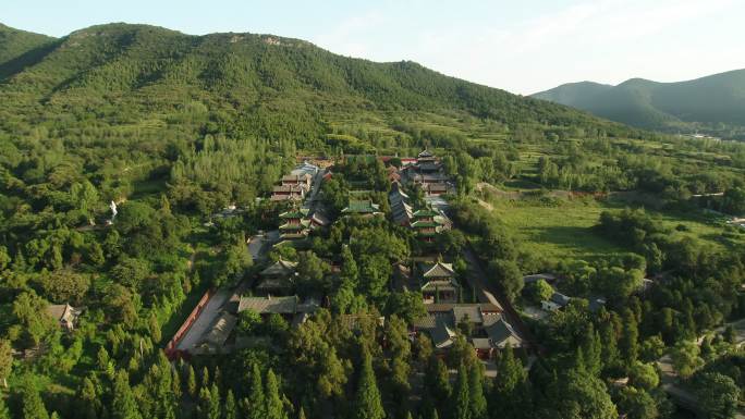 河南嵩山少林寺大景航拍4k