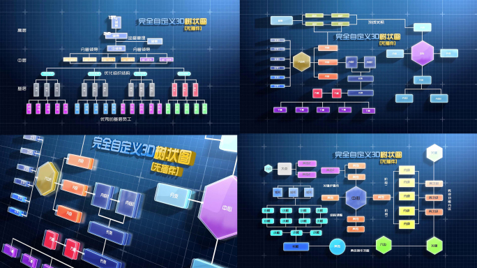 科技自定义树状图ae模板