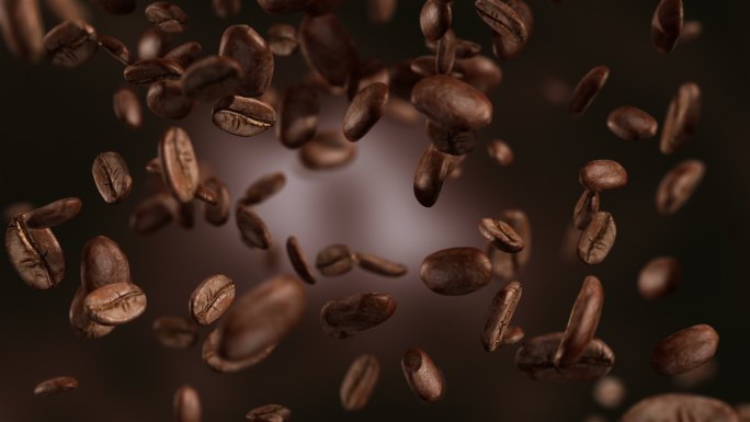 落下咖啡豆动画视频4K循环背景