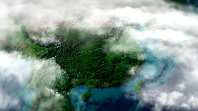 广西俯冲地球地形图AE模板4K