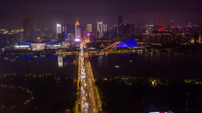 浑河桥盛京大剧院夜景延时摄影