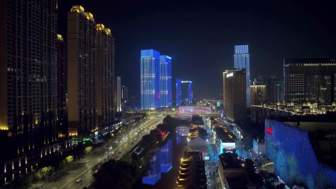 武汉夜景照明亮化商业街楚河汉街烟霞桥万达