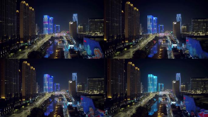 武汉夜景照明亮化商业街楚河汉街烟霞桥万达