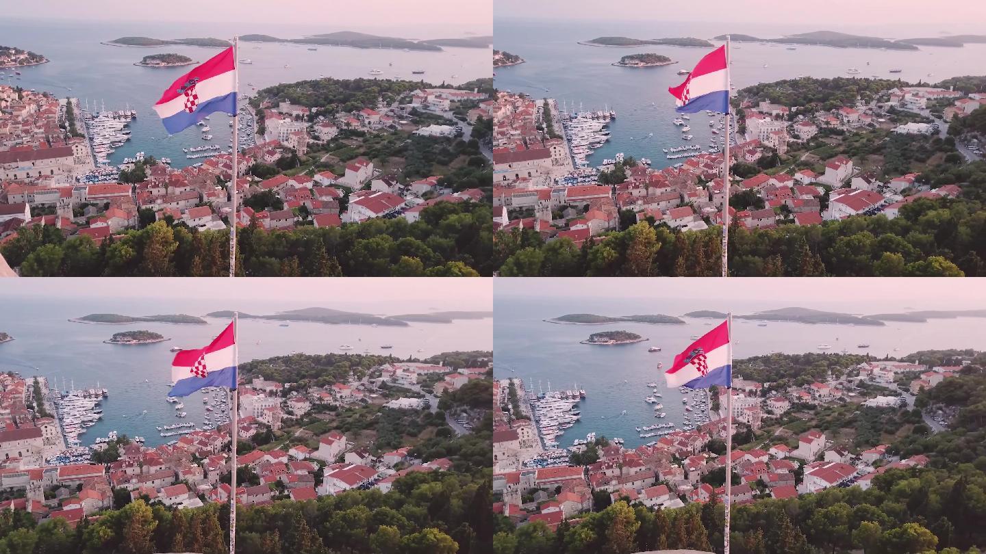 迎风飘扬的克罗地亚国旗