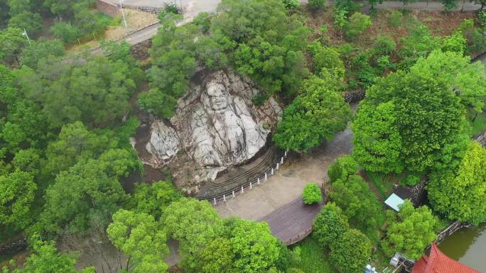 航拍福建漳州诏安闽粤第一城大佛