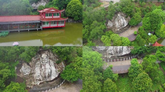 航拍福建漳州诏安闽粤第一城大佛