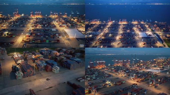 南沙港口码头集装箱货运4K30帧航拍