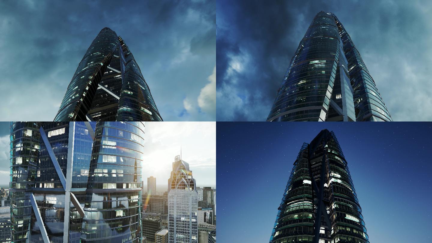 4k上海中心高端地产商业商务金融飞机飞过