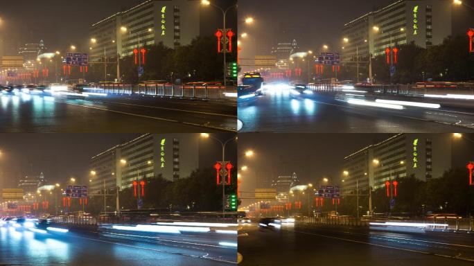 北京长安街夜晚车流
