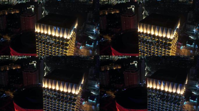 武汉夜景照明亮化商业街楚河汉街瑞华酒店