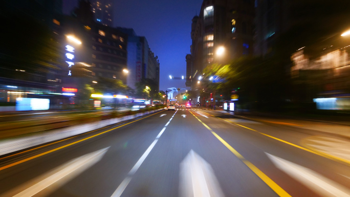 4K原创)繁华城市市区马路街道夜景车流延