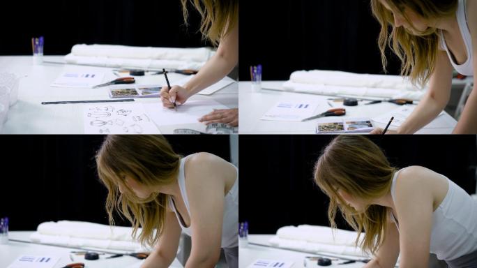 服装设计师正在创作新的时装系列