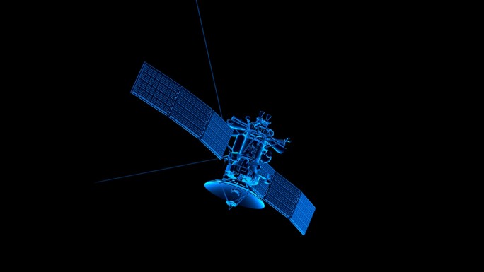 蓝色科技线框卫星