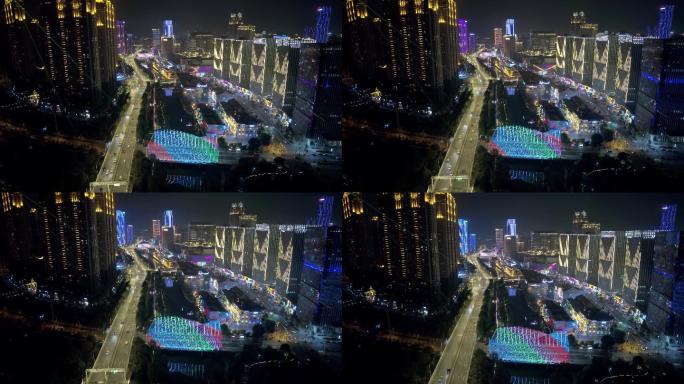 武汉夜景照明亮化商业街楚河汉街烟霞桥湖景