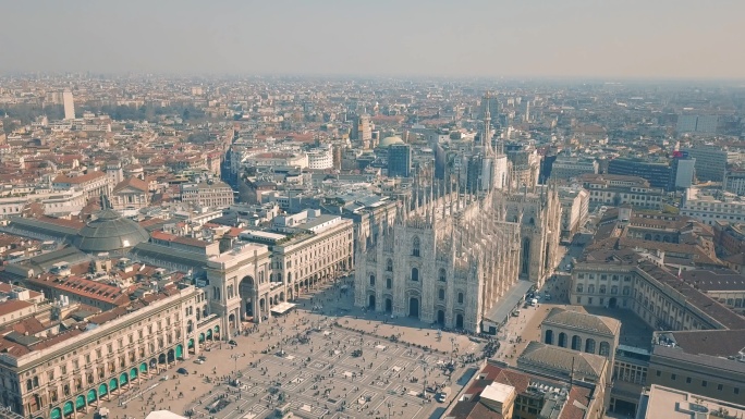 米兰大教堂鸟瞰图4K航拍意大利全貌天主教
