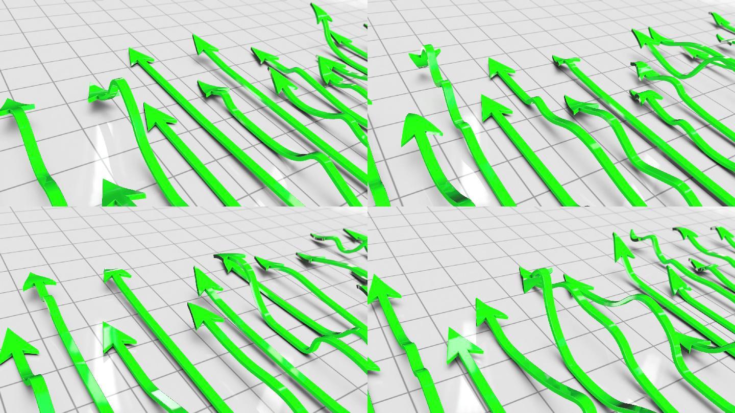 绿色箭头齐头并进前进发展动画