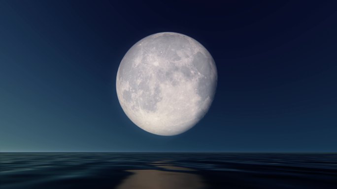 平静水面月亮月圆月缺