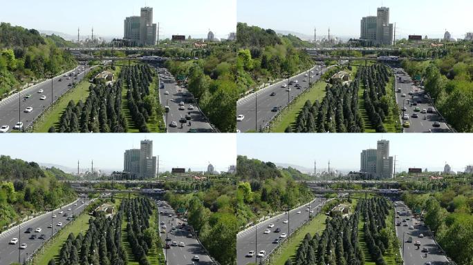从伊朗德黑兰塔比亚特大桥拍摄的交通录像