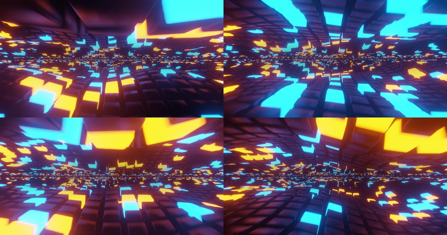 【4K】动感方块霓虹穿梭隧道循环视频