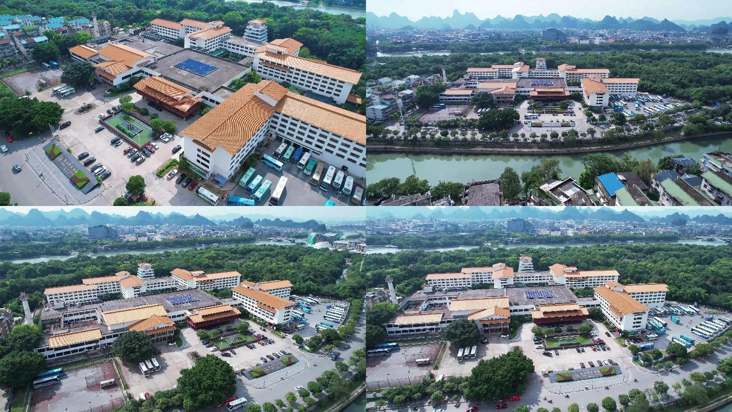 桂林桂山酒店建筑航拍多镜头最新