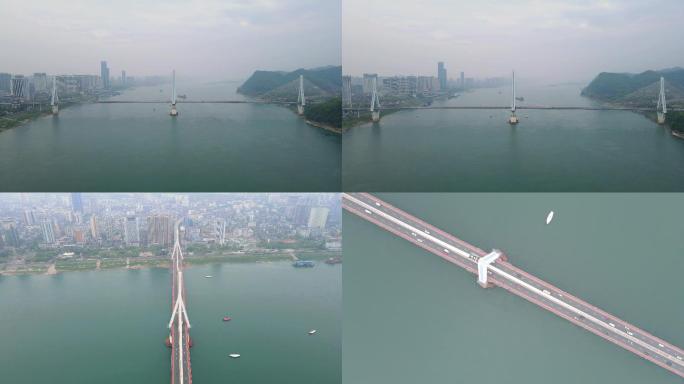 航拍湖北宜昌夷陵长江大桥