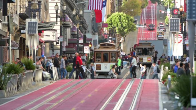 鲍威尔大街上的旧金山有轨电车