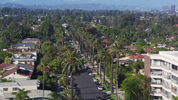 加州圣莫尼卡住宅街-无人机拍摄