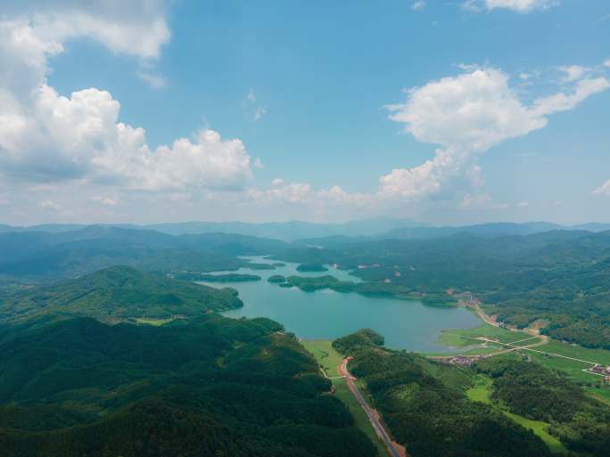 山水湖泊航拍延时