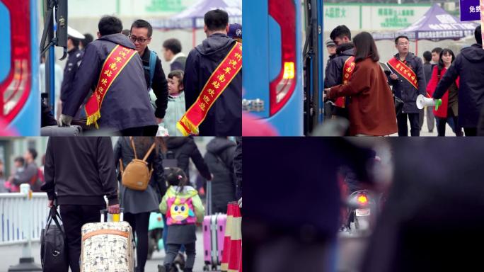 柳州火车站外围客运大巴人群