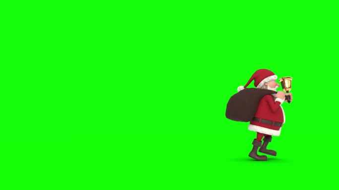 圣诞老人在绿色背景下穿过屏幕