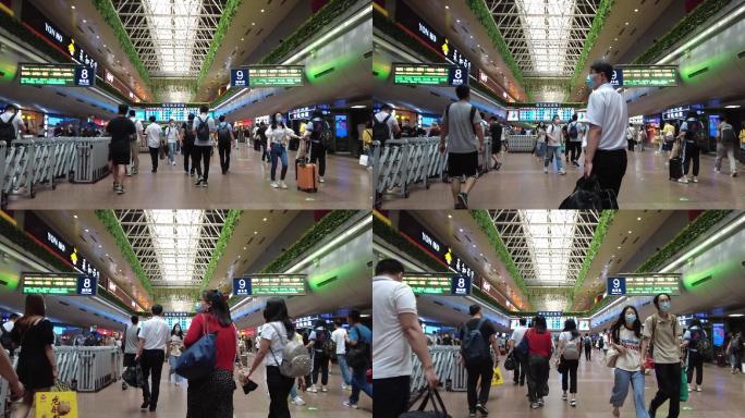 高速摄影120帧北京西站候车室乘客慢动作