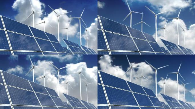 太阳能电池板和风力涡轮机-绿色能源