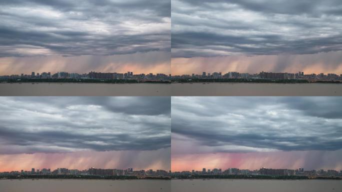 4K延时摄影暴雨过后的天空乌云晚霞建筑