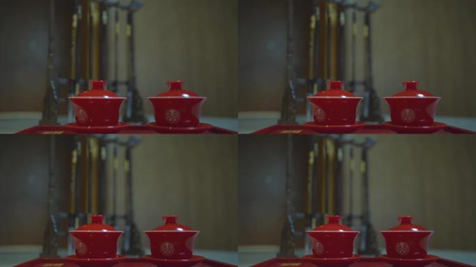 中式红碗茶中国风