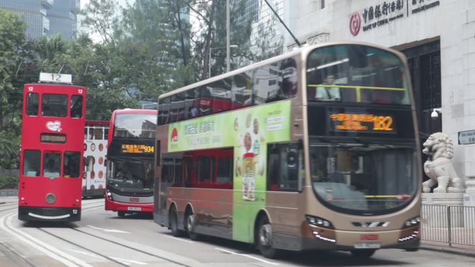 香港日常街头电车驶过视频素材