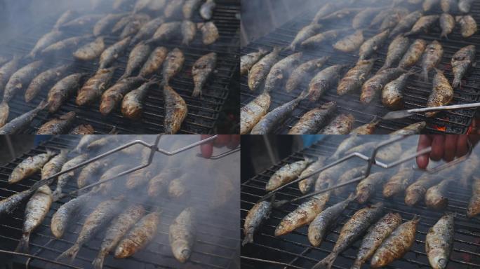 火上烤沙丁鱼