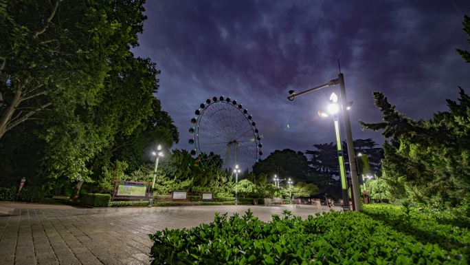 河南郑州碧沙岗摩天轮夜景延时摄影