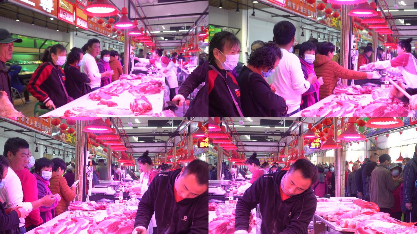 市场买肉的人群