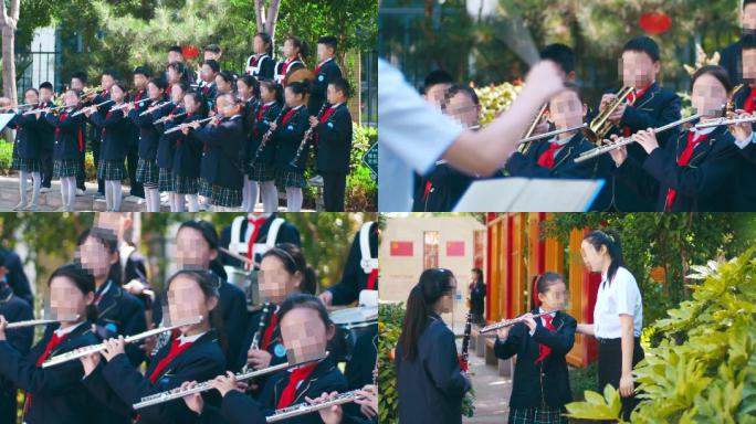 学校小学室外小学生小小音乐家