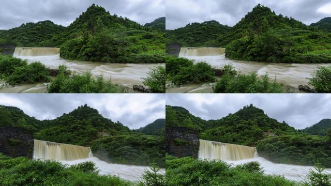山区水坝排洪延时摄影