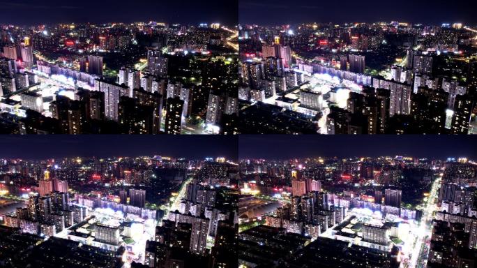城市夜景延时航拍4K