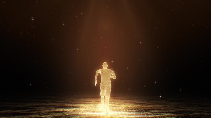 金色科技虚拟人物男生奔跑视频
