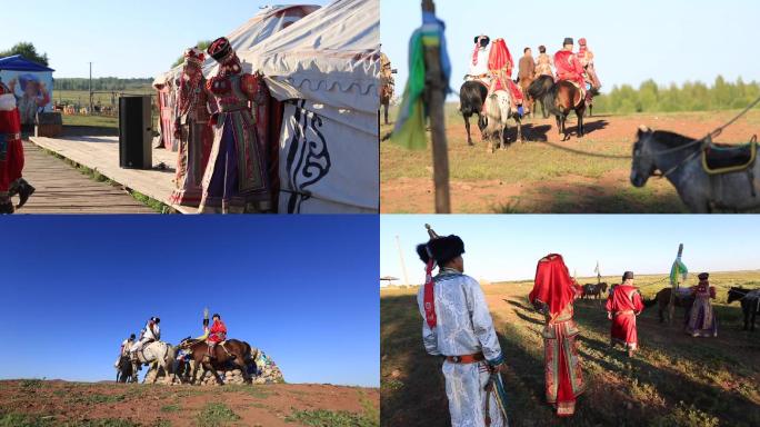 蒙古族婚礼骑马娶亲送亲迎亲民俗表演