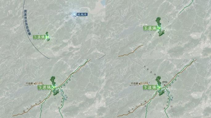 杭州下涯镇区位清新绿色简洁地图解析